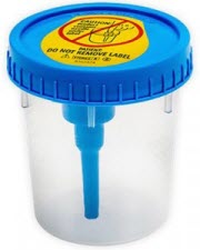 urine collection cup blue top